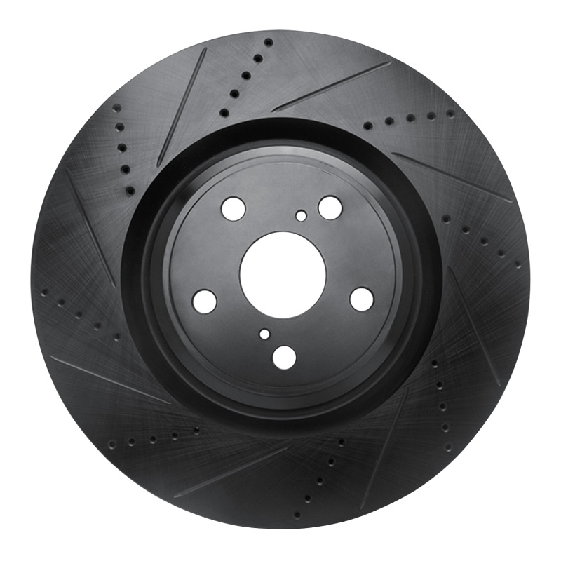 Lexus LS460 Brake Rotor (1) - Front Right - R1 Concepts - Drilled & Slotted - Black - `10-`17